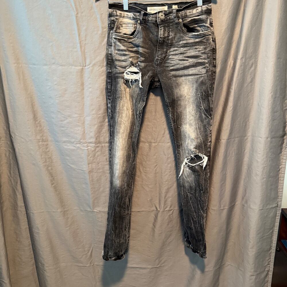 Men’s Evolution In Design Distressed Jeans Black Size 30x32